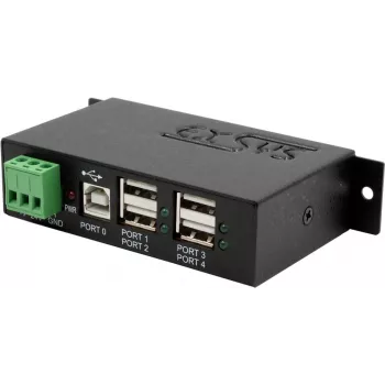 USB-jaotur Exsys EX-1163HMS — 4-pordiline 15 kV ESD-kaitsega, DIN-liistu paigalduskomplekt