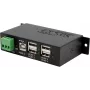 USB-jaotur Exsys EX-1163HMS — 4-pordiline 15 kV ESD-kaitsega, DIN-liistu paigalduskomplekt