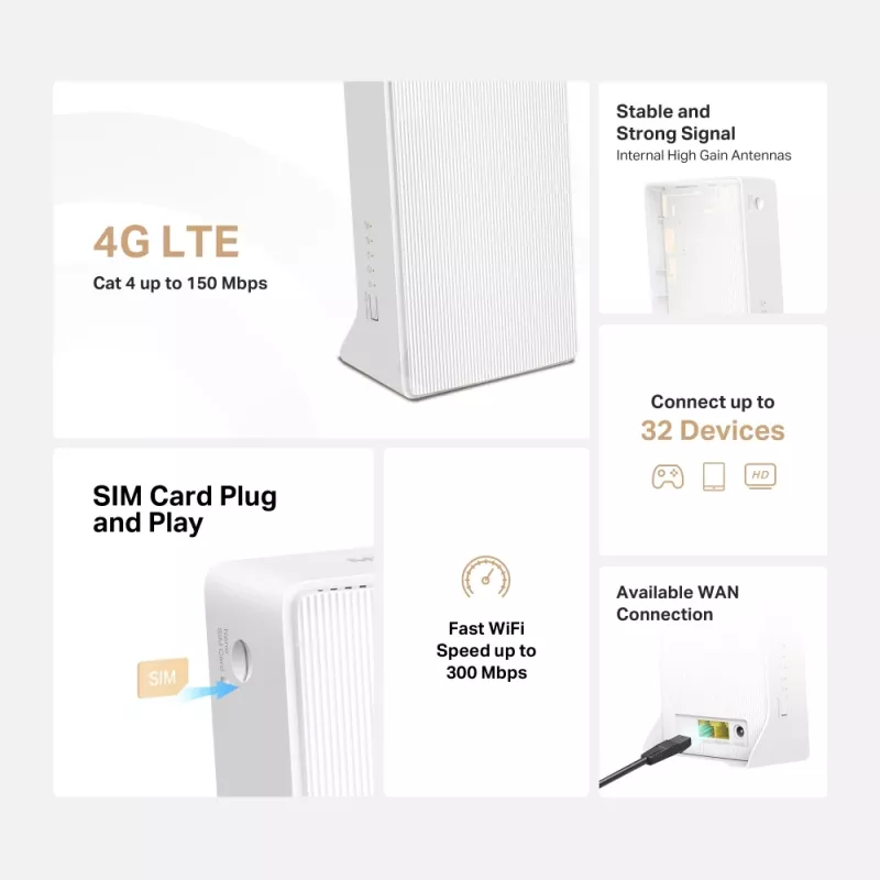 Traadita ruuter Mercusys MB112-4G 300 Mbit/s 2,4 GHz valge