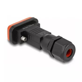 DeLOCK D-Sub 9 pin female IP67 waterproof connector Must oranž