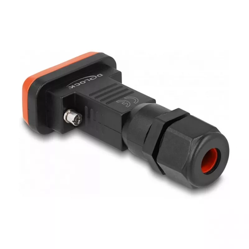 DeLOCK D-Sub 9 pin female IP67 waterproof connector Must oranž