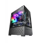 Mini Tower PC korpus TACENS Mars Gaming MC-SE2 — Mini-ITX / Micro-ATX, must, külgaken, alumine toiteplokk, toetab 2x2,5 tolli + 1x3,5 tolli