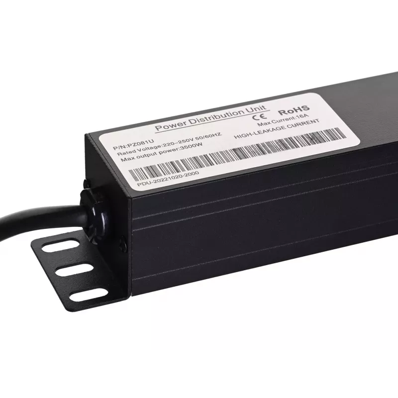 Alantec 19-inch 1U Võimsus Strip, 8x CEE 7/5, Switch, 1.8m (PZ081U)