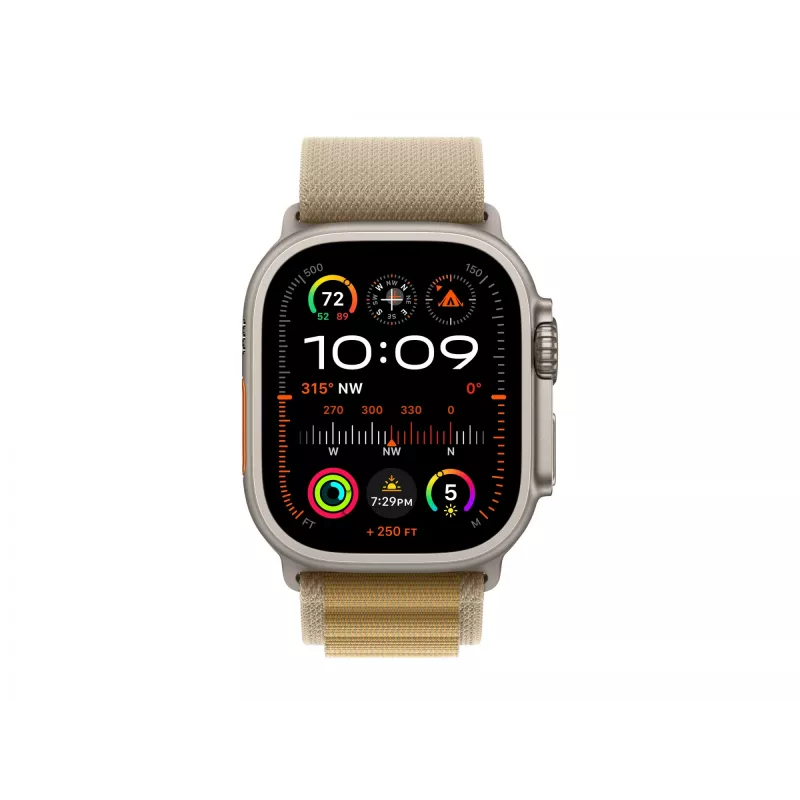 APPLE Watch Ultra 2 GPS + Cellular 49mm Natural Titanium korpus koos Tan Alpine Loop - väike