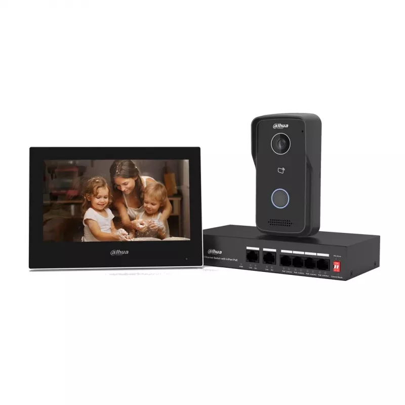 Video uksekommunikaatori komplekt DAHUA KTP03 7-tolline monitor, 2-juhtmeline ühendus, PoE, 1024x600, 2MP kaamera