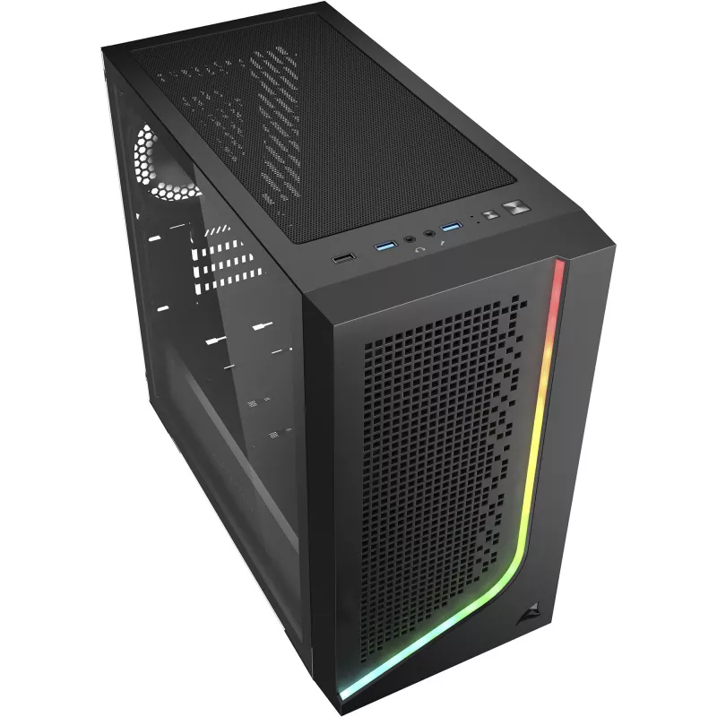 Arvutikorpus Sharkoon J1000 ARGB mATX — micro-ATX keskvormi korpus koos ARGB-valgustusega
