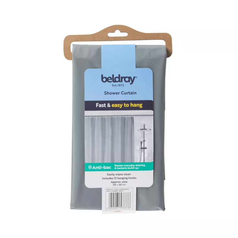 Dušikardin Beldray LA028268LGRYUFFEU7 Antibac Hall – antibakteriaalne vannitoakardin, standardsuurus