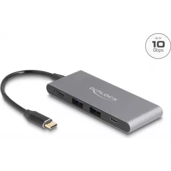 DeLOCK 4 pordiga USB USB-C jaotur 2 x USB Type-A 2 x USB USB-C 10 Gbps