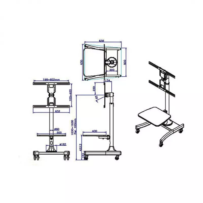VALUE LCD-/TV-Rollstnder, 27-47 tolli, kuni 35 kg, must