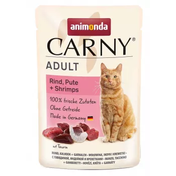 ANIMONDA Carny Adult Veiseliha, kalkun ja krevetid - märg kassitoit - 85g