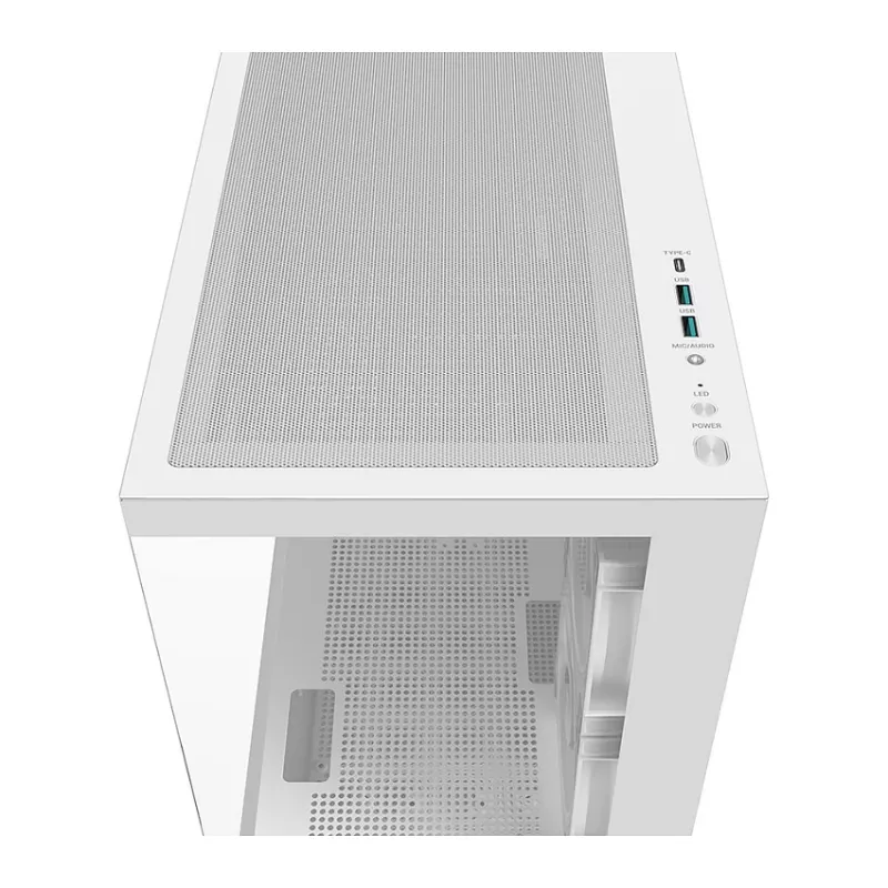 PC Midi Tower korpus DeepCool CG380 3F WH — Valge, 235×437×451 mm, toetab 2,5-tolliseid/3,5-tolliseid, alumine toiteplokk, 3x 120 mm ventilaatorid paigaldatud
