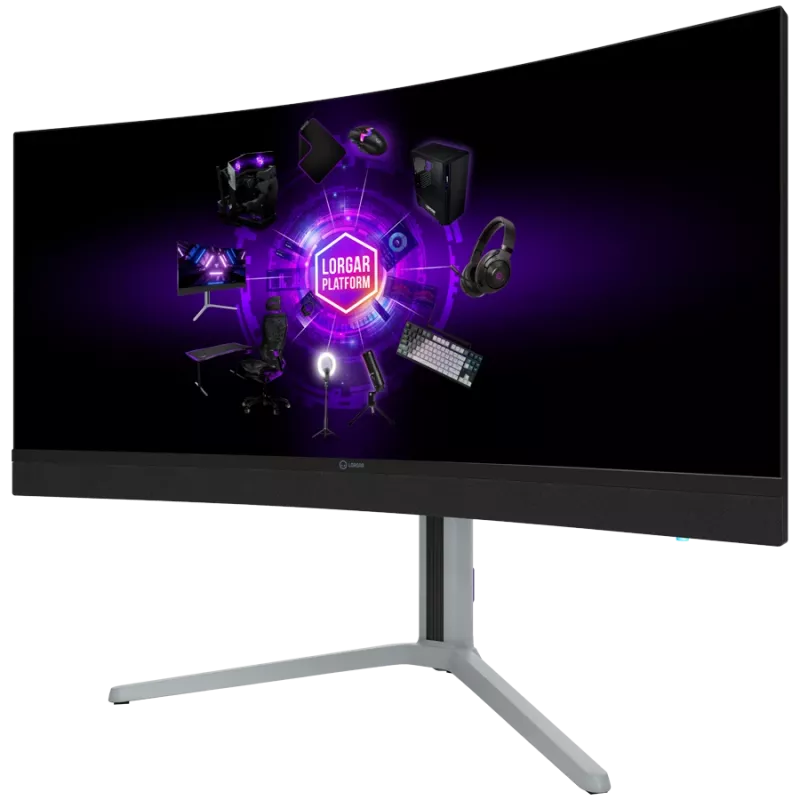 LORGAR 34MP1, UWQHD MiniLED mängumonitor Pro, 34'' (3440*1440) VA kumer monitor, must/piimhall