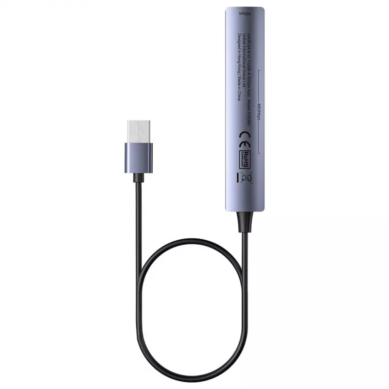 USB-jaotur Unitek H1208CGY01 — 4-pordiline USB 3.0 (5 Gbps), tagasiühilduv USB 2.0-ga, alumiinium