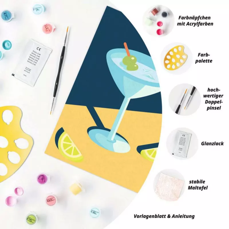 Maalimiskomplekt Ravensburger CreArt Mocktail Lemon – värvimine numbrite järgi