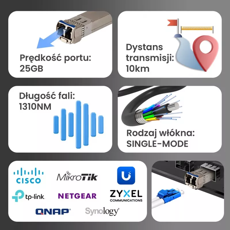 Extralink SFP28 25G 2-Pack | SFP28 moodul | 25Gbps, LC/UPC dupleks, 1310nm, 10km, ühemoodiline, DOM võrgusaatja-vastuvõtja moodul