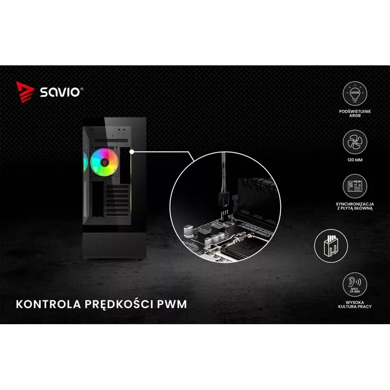 SAVIO Blast 120mm ARGB PWM korpusetuuleti - must