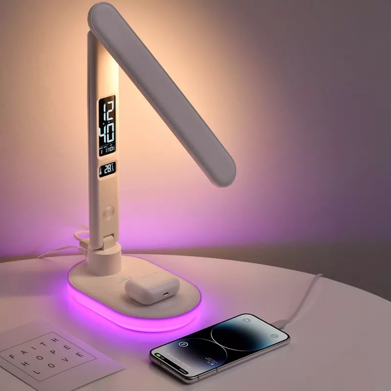 Lauaamp Hawk HW-LAMP03 Valge RGB — reguleeritav LED-lauaamp RGB-valgustusega