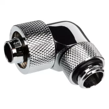 Alphacool Eiszapfen Connector 90 kraadi G1/4 toll AG kuni 16/10 mm - pööratav, kroomhõbedane
