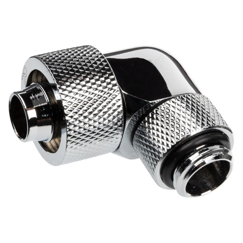 Alphacool Eiszapfen Connector 90 kraadi G1/4 toll AG kuni 16/10 mm - pööratav, kroomhõbedane