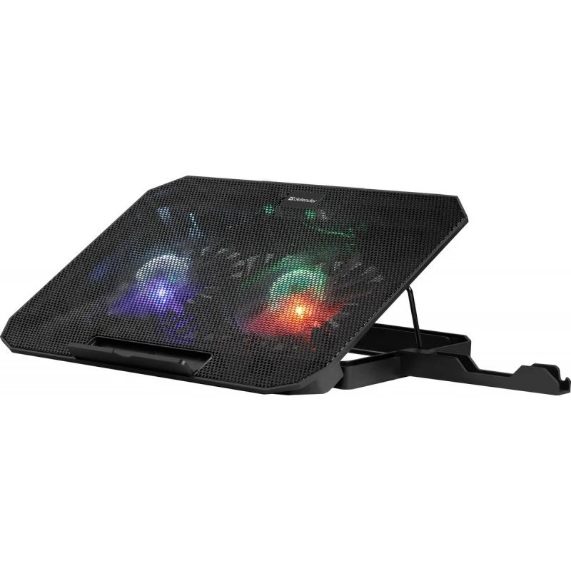Sülearvuti jahutusalus DEFENDER NS-510, 2 ventilaatoriga, 2×USB pordiga ja RGB valgustusega