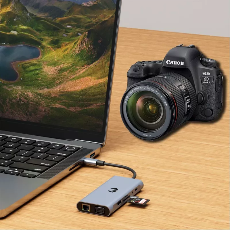 USB-C 11-in-1 adapter Hawk HW-HUB1101 — mitme pordiga jaotur 11 pordiga