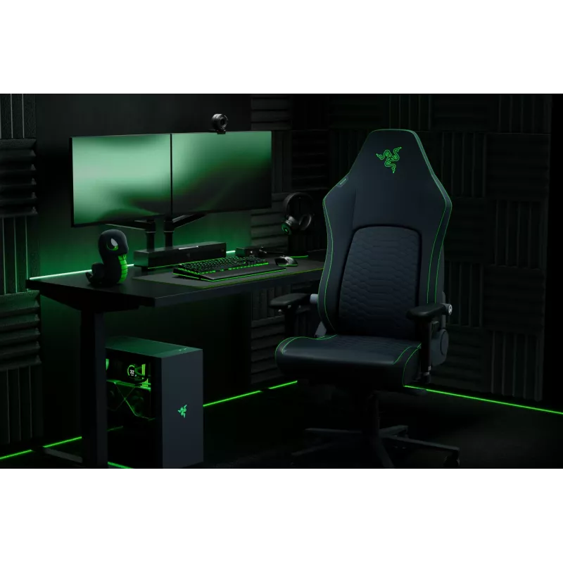 Razer Ergonomic mänguritool with Breathable Comfort | Iskur V2 NewGen | Must/Green