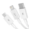 USB-kaabel Baseus SUP0003529 — USB 3.2 Gen 1 (3.1 Gen 1), 1 m, USB-A kuni USB-C / Micro USB-A / Lightning, valge