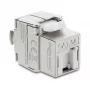 Keystone-moodul DELOCK RJ45 LSA-le Cat.6A varjestatud, tööriistavaba, lame, hõbe/valge, tolmukaitsekorgiga