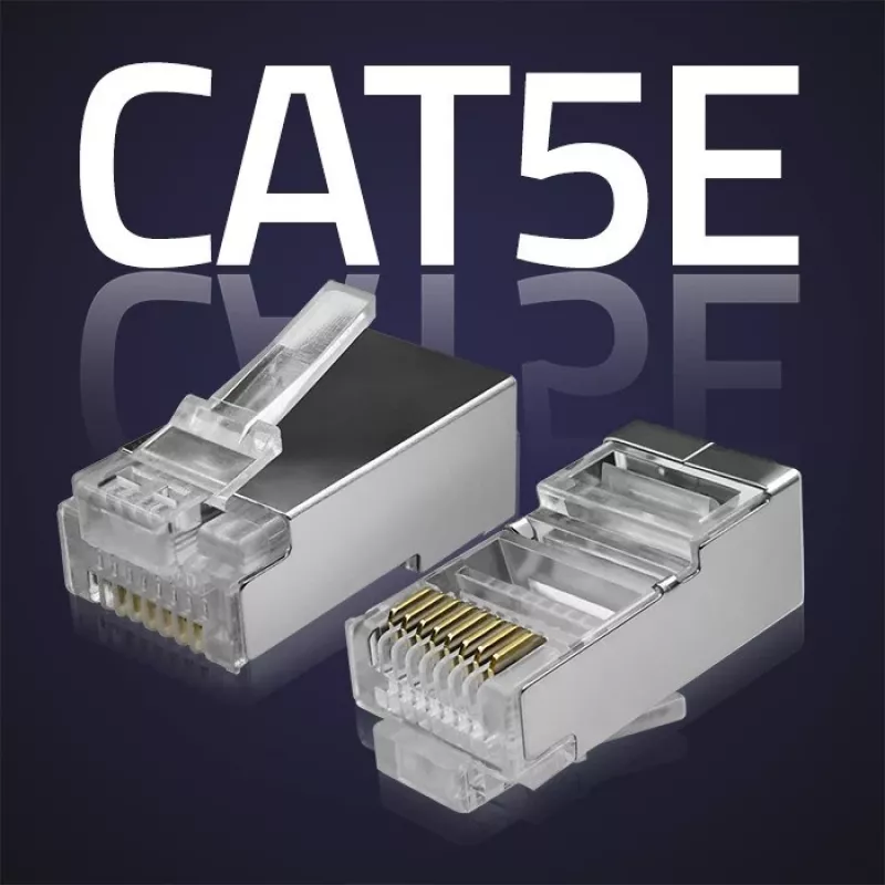 Modulaarne RJ45-pistik QOLTEC 54554 CAT5e FTP, 100 tk, hõbedane, plastik, 11×22×18 mm