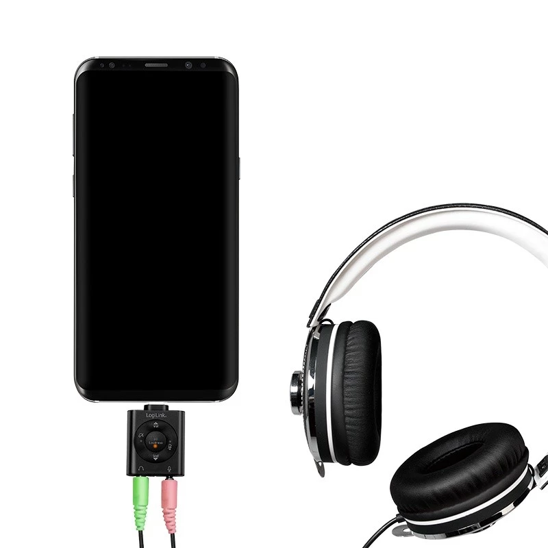 USB3.2 heliadapter USB-C/isas kuni 2x3,5mm/emas 7.1