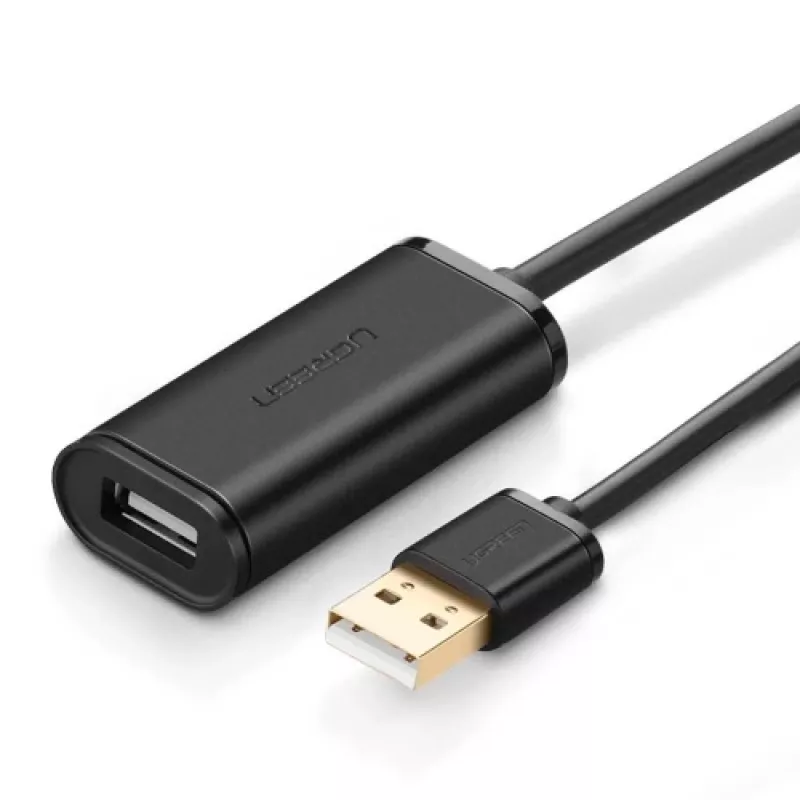 USB A pikenduskaabel koos võimendiga, UGREEN US121, 10 m, must, A-pistik A-pistikupessa
