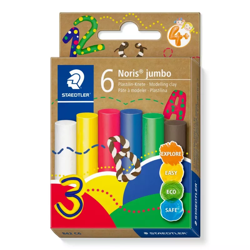 Modelleerimissavi FIMO Noris Jumbo 842 C6 — mittetoksiline, kergesti vormitav, standardsuuruses