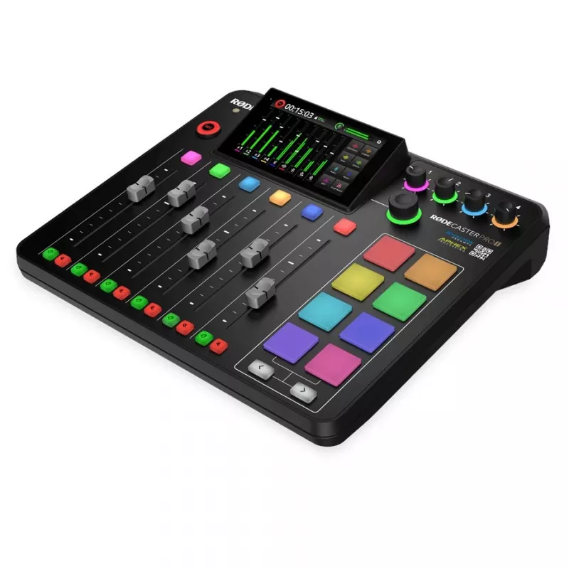 Stuudiokontroller RØDE Caster Pro II Must — 4 XLR/TRS combo, 4 kõrvaklappide väljundit, 8 padi, puuteekraan, Wi‑Fi, Bluetooth, USB‑C