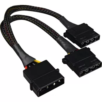 Sharkoon SATA Y toiteadapter, 4P Molex, 0,15 m, must - digitaal-/andmeside - toiteplokk