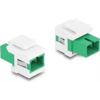 Keystone-moodul DELOCK 87120 SC ühe pordiga lame adapter, roheline/valge, 16,5×27,4×21,9 mm