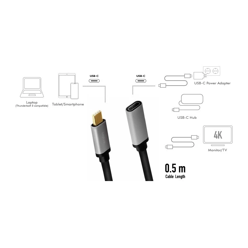 LogiLink USB-kaabel USB 3.2 Gen 2 CUA0105 0,5 m USB-C Must Hall