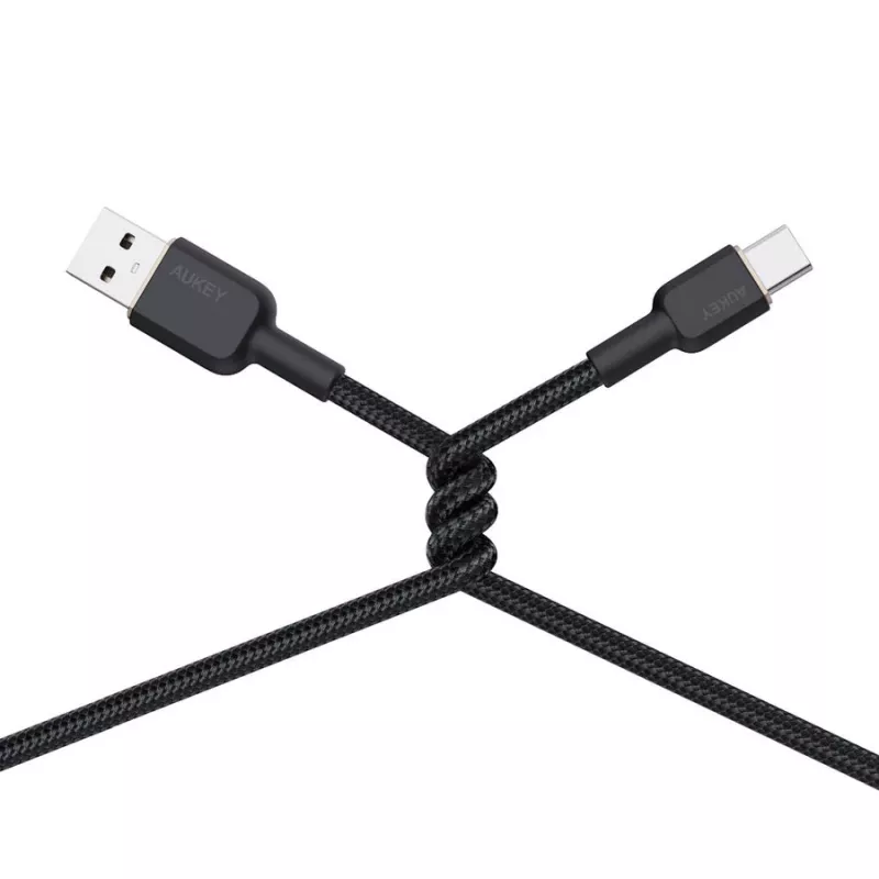 USB A - USB C kaabel Aukey CB-NAC1, 1 m, põimitud nailon, USB PD 60W, USB 2.0