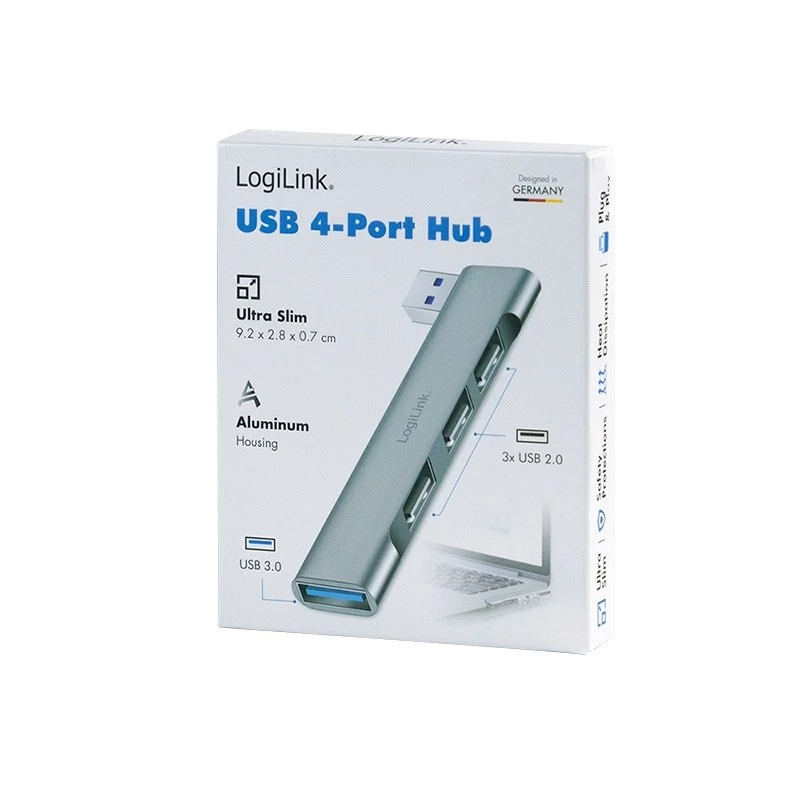 LogiLink USB 3.2 Gen1 Hub 4-pordiline USB-A 1x USB3.0 AF 3x USB2.0 AF UA0436