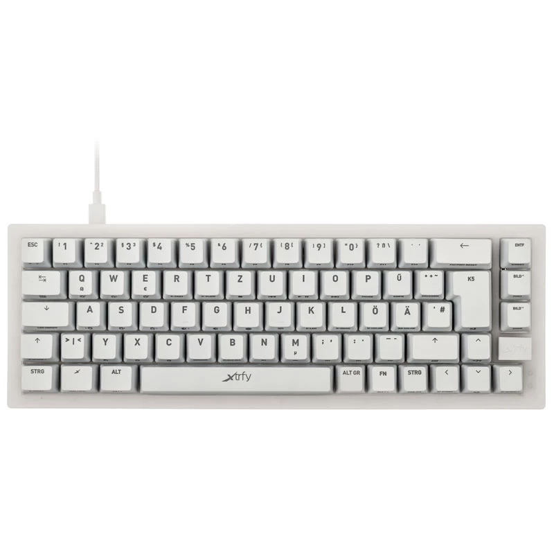 Mehaaniline TKL mänguklaviatuur XTRFY K5 RGB — tenkeyless, läbipaistev/valge