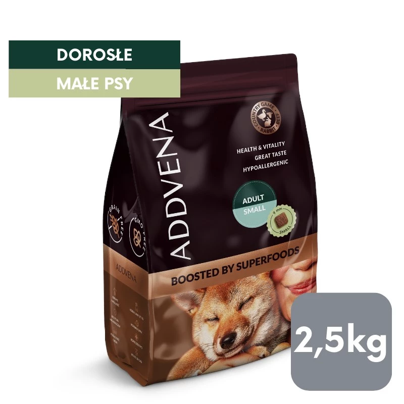 ADDVENA Boosted by superfoods Adult Small Beef - kuiv koeratoit - 2,5 kg