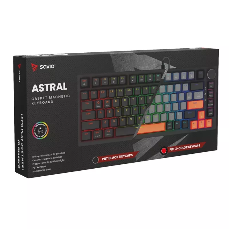 Savio ASTRAL BLACK JADE 3 COLOURS klaviatuur Gaming USB QWERTY US International