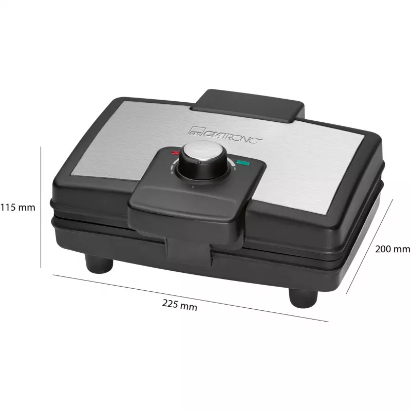 Clatronic WA 3606 vahvliküpsetaja 2 vahvlit Must, roostevaba teras 800 W
