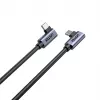 USB-C kaabel Unitek C14147ABK01-1M, 1 m, 90° nurgaga pistikud, USB PD 3.0 100W, andmeedastus 480 Mbps, must