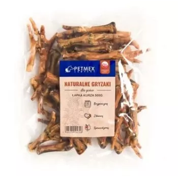 Dog chew PETMEX Chicken Paw 500 g — natural chicken-flavored dental treat for täiskasvanud koerad, 500 g