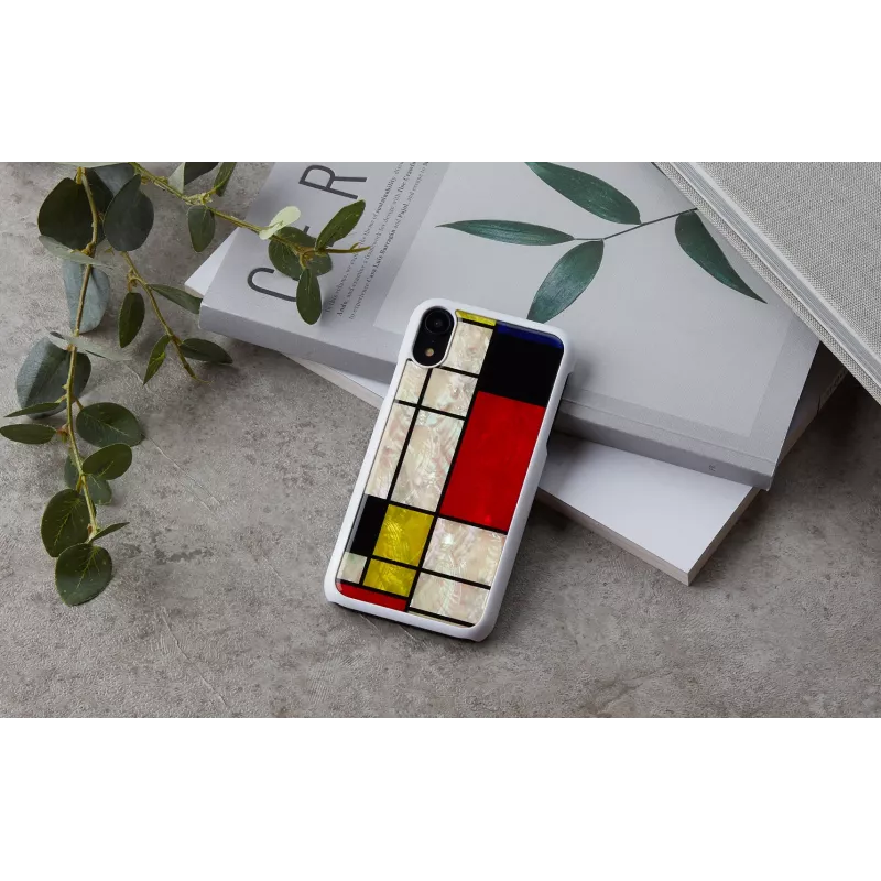 Nutitelefoni ümbris iKins iPhone XR Mondrian Valge — kaitsev kõva tagakaas
