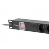 Toitejaotusseade LANBERG PDU-06E-0200-BK — 6x E-tüüpi pistikupesa, 16 A, 2 m kaabel, 1U riiul, 220–250 V