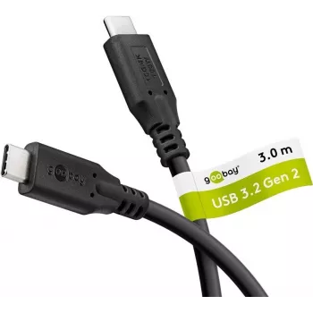 Goobay USB-C -kaabel USB 3.2 100 W 10 Gbit/s Power Delivery 3 m - -Plug> (74203)