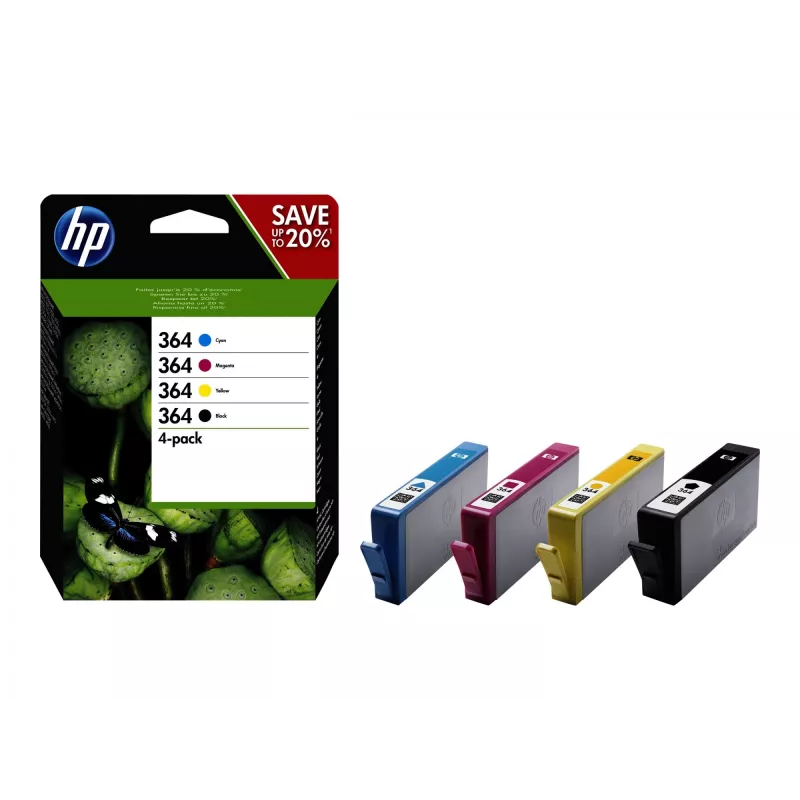 HP 364 4-pakk Must/Cyan/Magenta/Kollane originaal tindikassetid