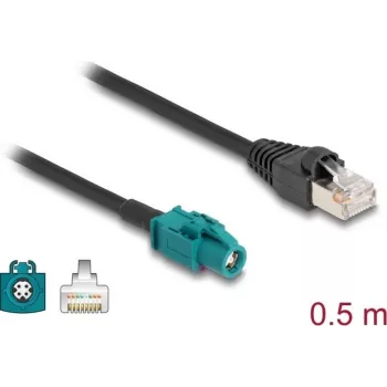 DELOCK võrgukaabel 91371 — HSD Z RJ-45-le, kullatud kontaktidega, 0,5 m, must