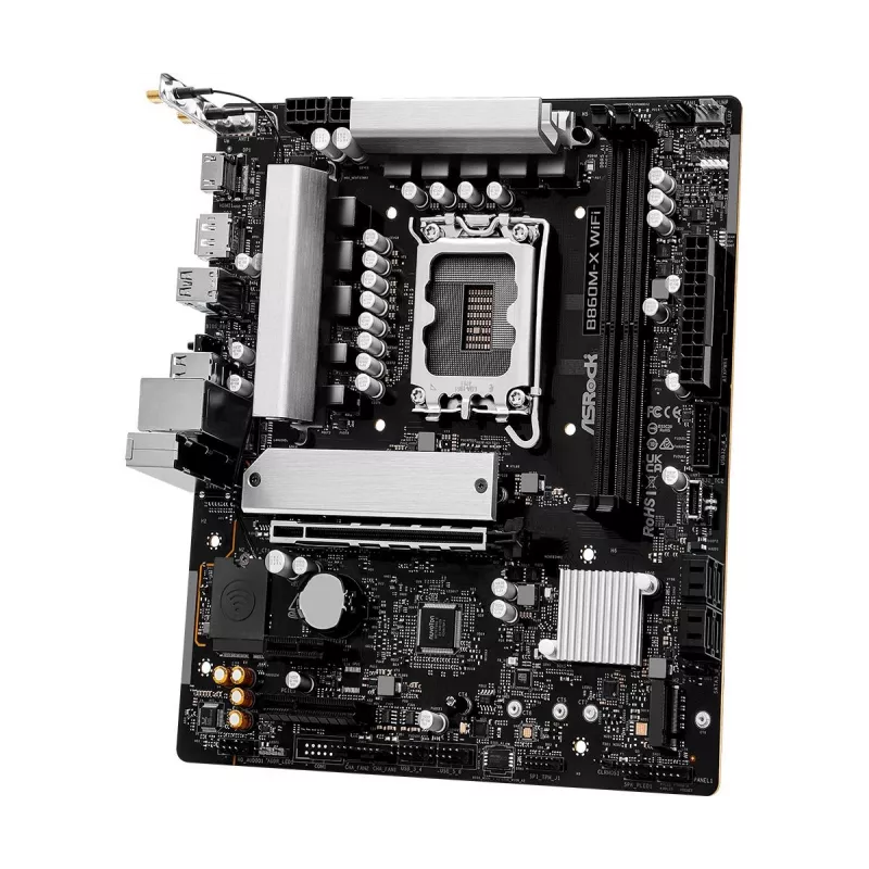 Emaplaat ASRock B860M-X WiFi — Intel B860, LGA 1851, micro ATX, DDR5, 2x DIMM, 4x M.2, 2.5Gb LAN, Wi‑Fi 6E, Bluetooth 5.3
